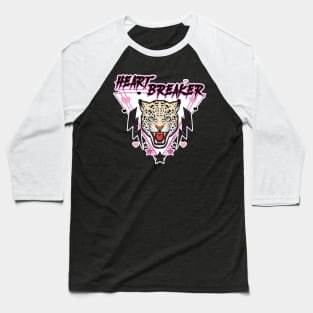 Retro Anti-Valentines Day Heart Breaker 80s 90s Leopard  Black Baseball T-Shirt